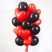 Шары с гелием "Сердца красные + чёрные шары" 25 шт.